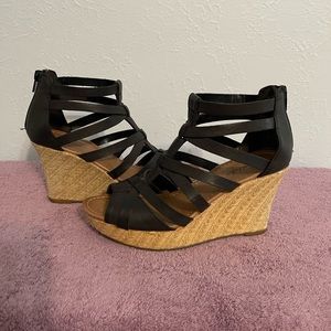 American Eagle strappy wedges.